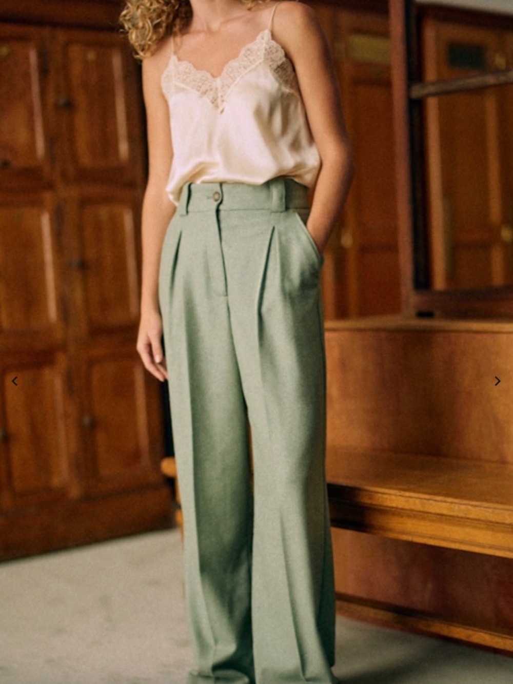Sezane Theophile Trousers Light Green--NWT